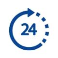 A blue circle with the number 2 4 in it.