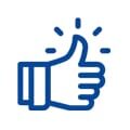 A blue icon of a hand giving the thumbs up.